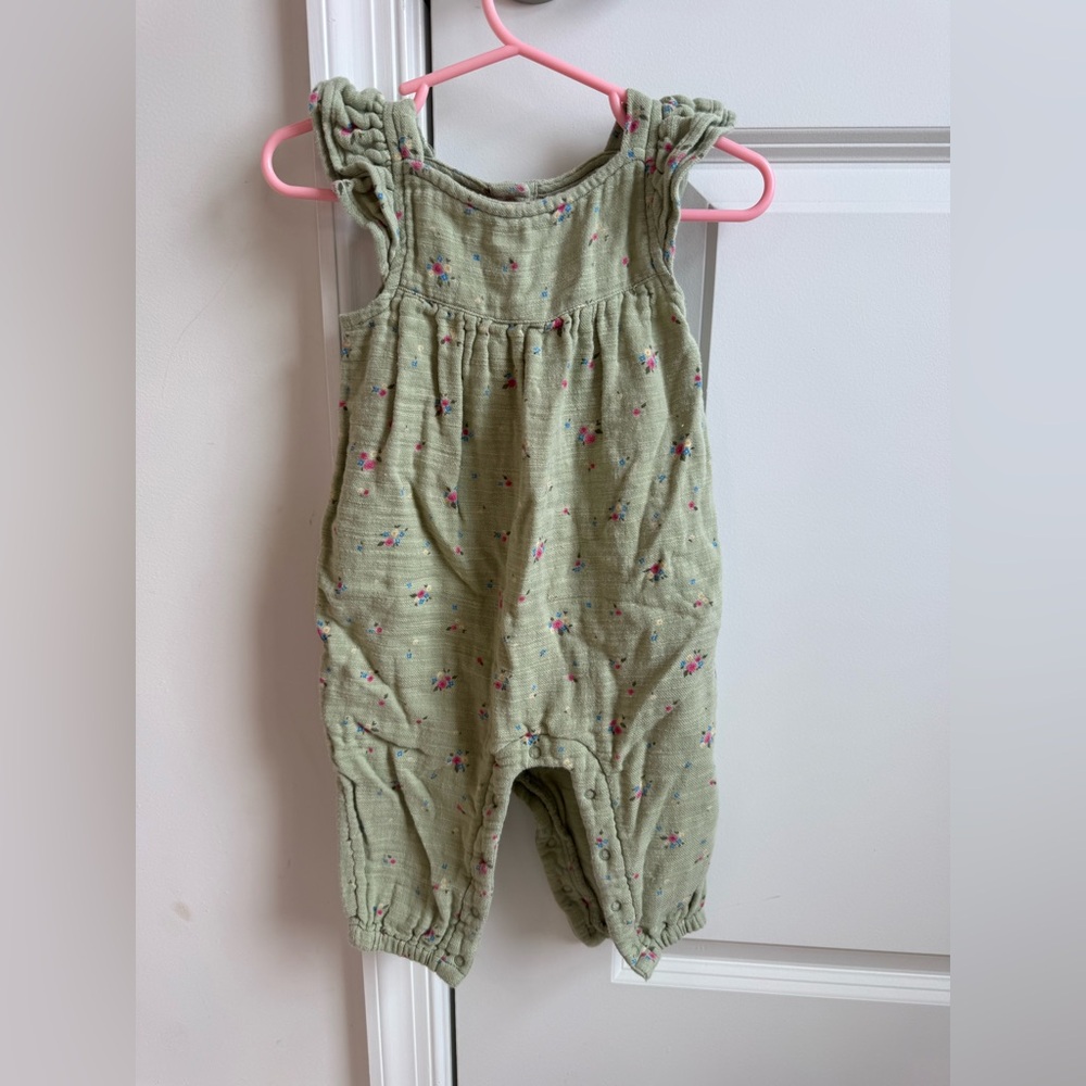 Cat & Jack Sage Green Floral Muslin Romper